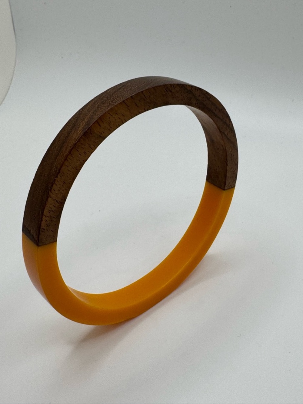 Vintage Butter Yellow Bakelite &
Wooden Bangle